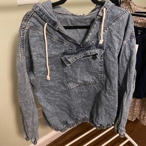 NWOT Pullover Denim Hoodie